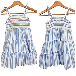 Tommy Bahama Girls‎ 4T Cotton Smocked Tiered Sundress Beachy Striped Summer